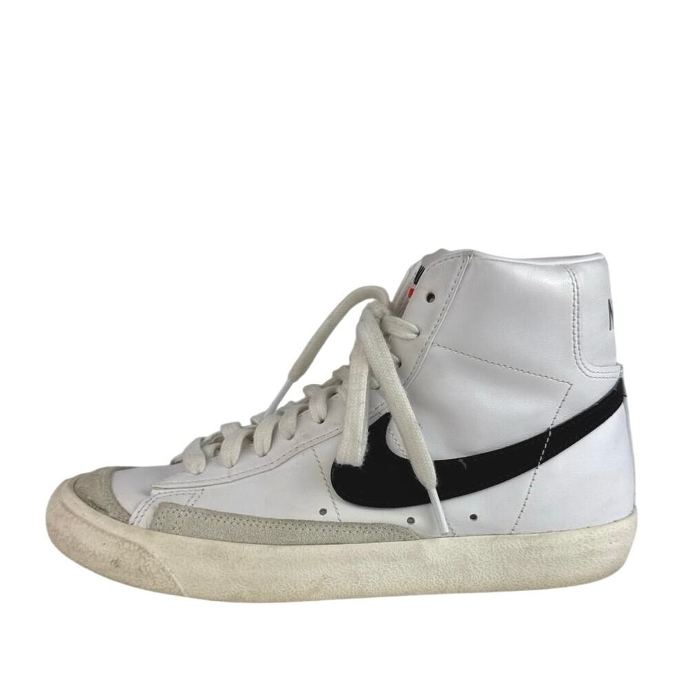 Nike Blazer Mid '77 White Black Mid Top Lace Up Athletic Sneakers Shoes Size 7